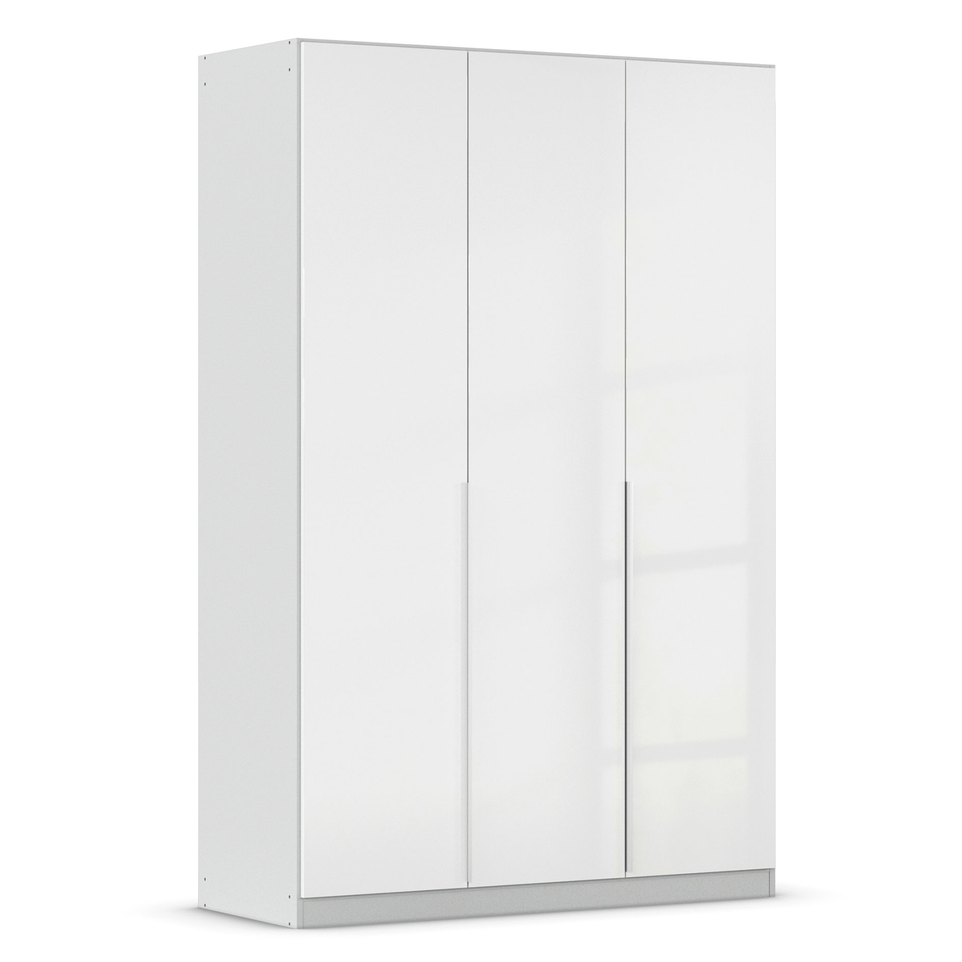 Drehtürenschrank - weiß Hochglanz - seidengrau - 3-türig - 136x210 cm