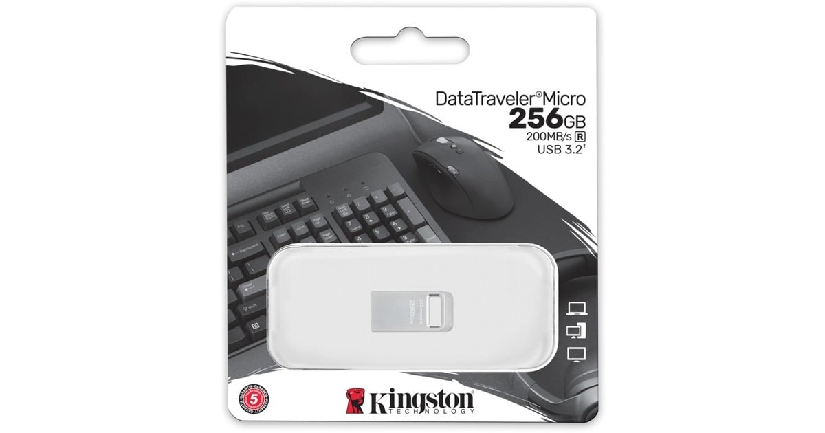 KingstonDataTraveler Micro 256 GB usb-stick  (Zilver, DTMC3G2/256GB, USB 3.2 Gen 1)