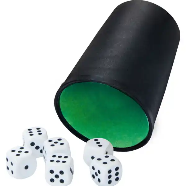 Würfelbecher mit 6 Würfeln