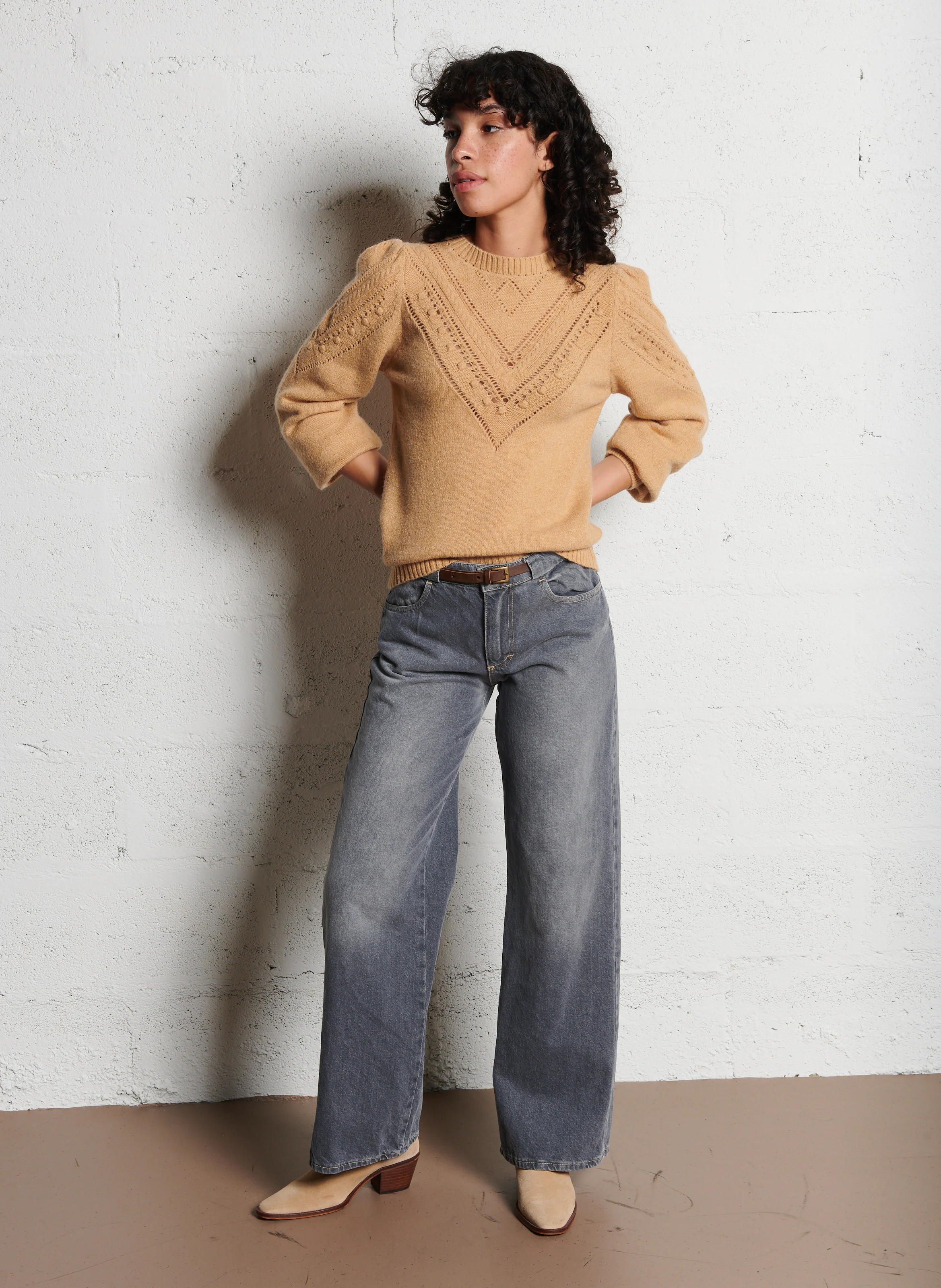 Jean large en coton | Gris