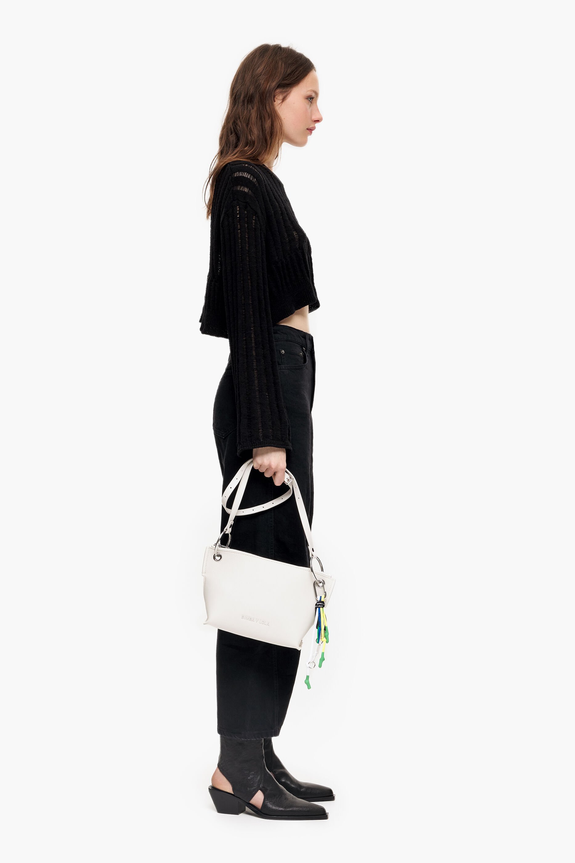 Bolsa de ombro M em couro branco
