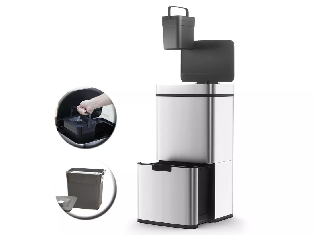 Poubelle De Cuisine Automatique NARVIK Argent Acier inoxydable 75 L