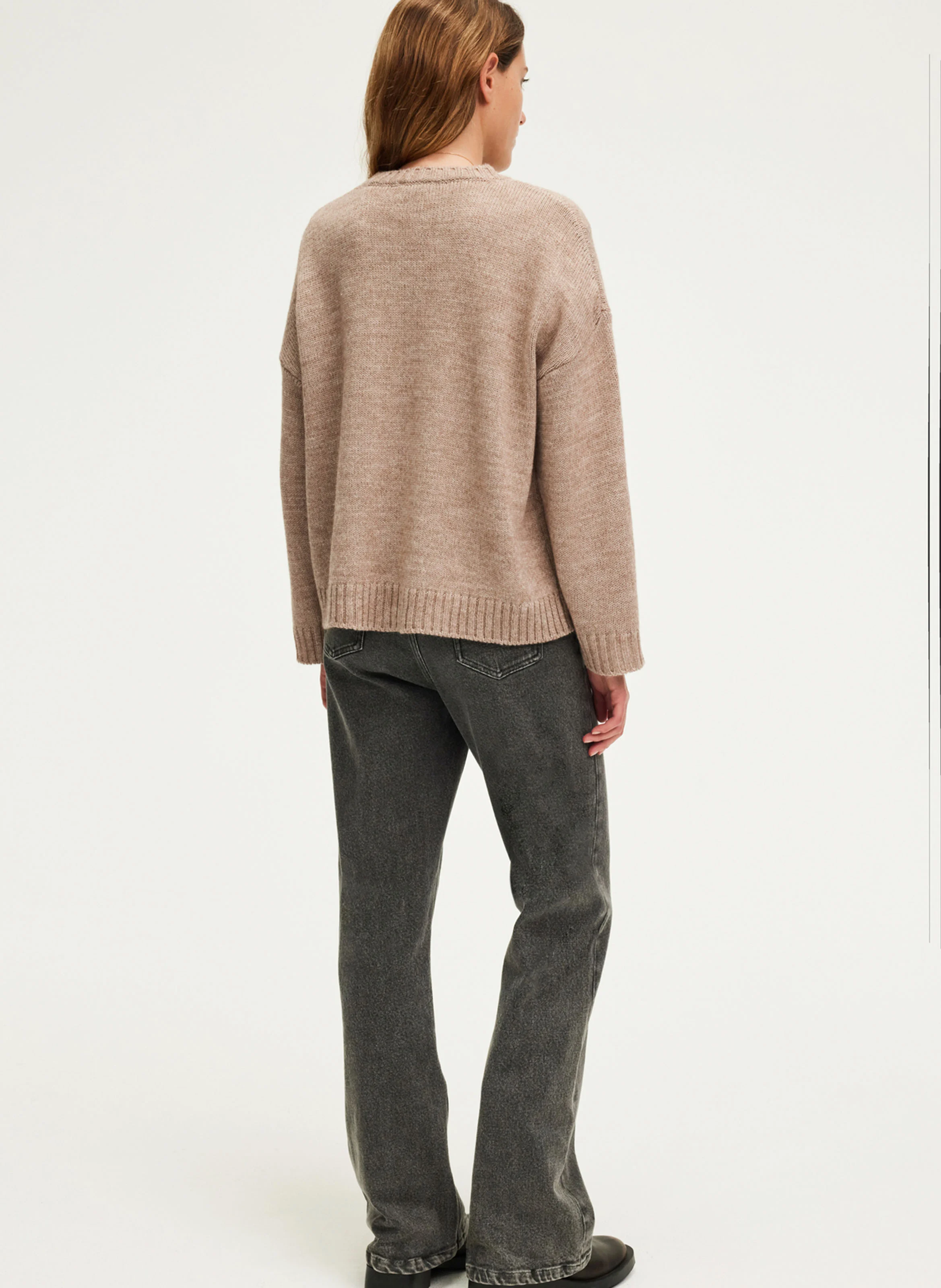 JOSSIA - Pull droit col rond en laine mélangée | Beige