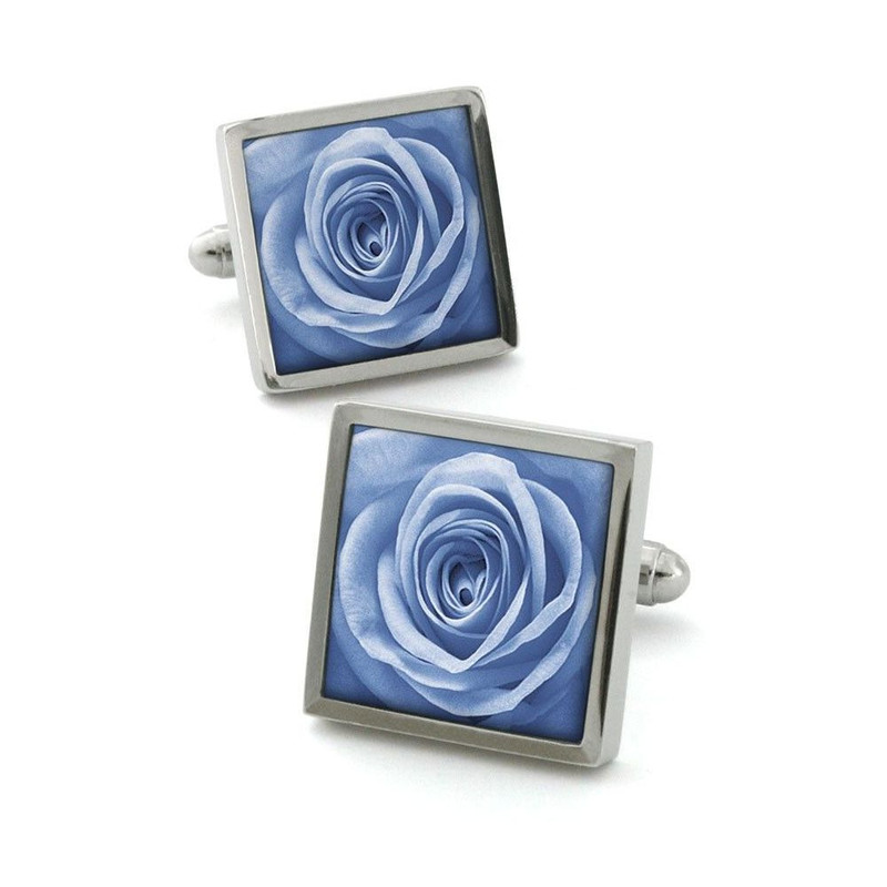 Boutons de manchette, Rose unique ice blue