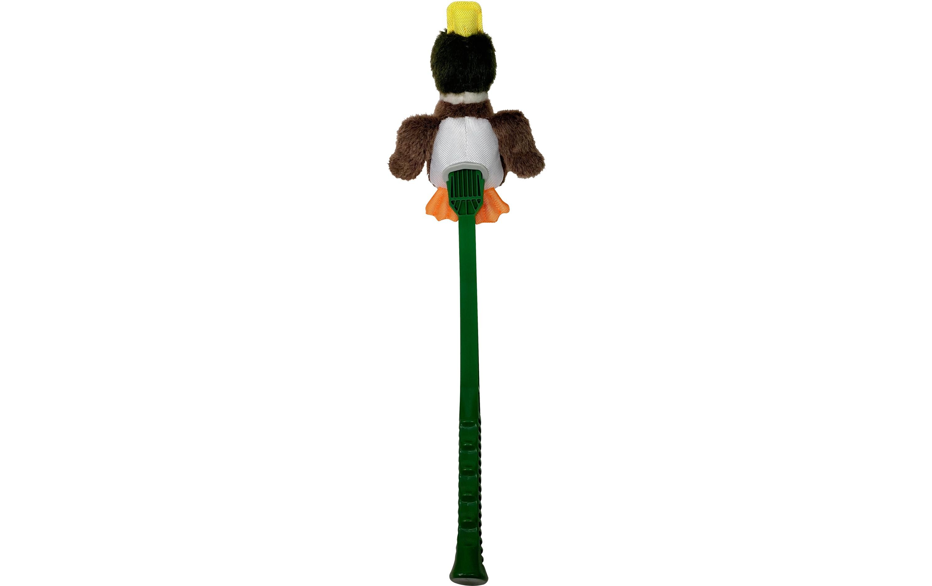 Hunde-Spielzeug Flingerz Furry Ente, Braun/GrünWurf-Hundespielzeug