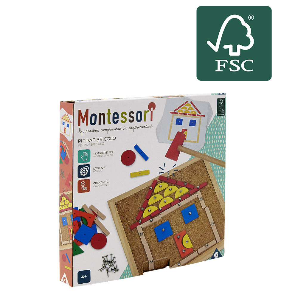 Jeu Pif Paf bricolo avec marteau et puzzle en bois Montessori