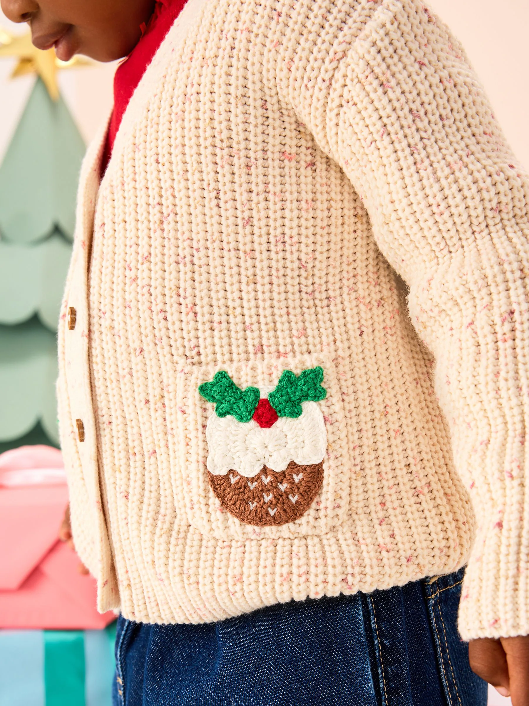 Ecru - Holly Jolly Kerstmis Vest (3mnd-10jr)