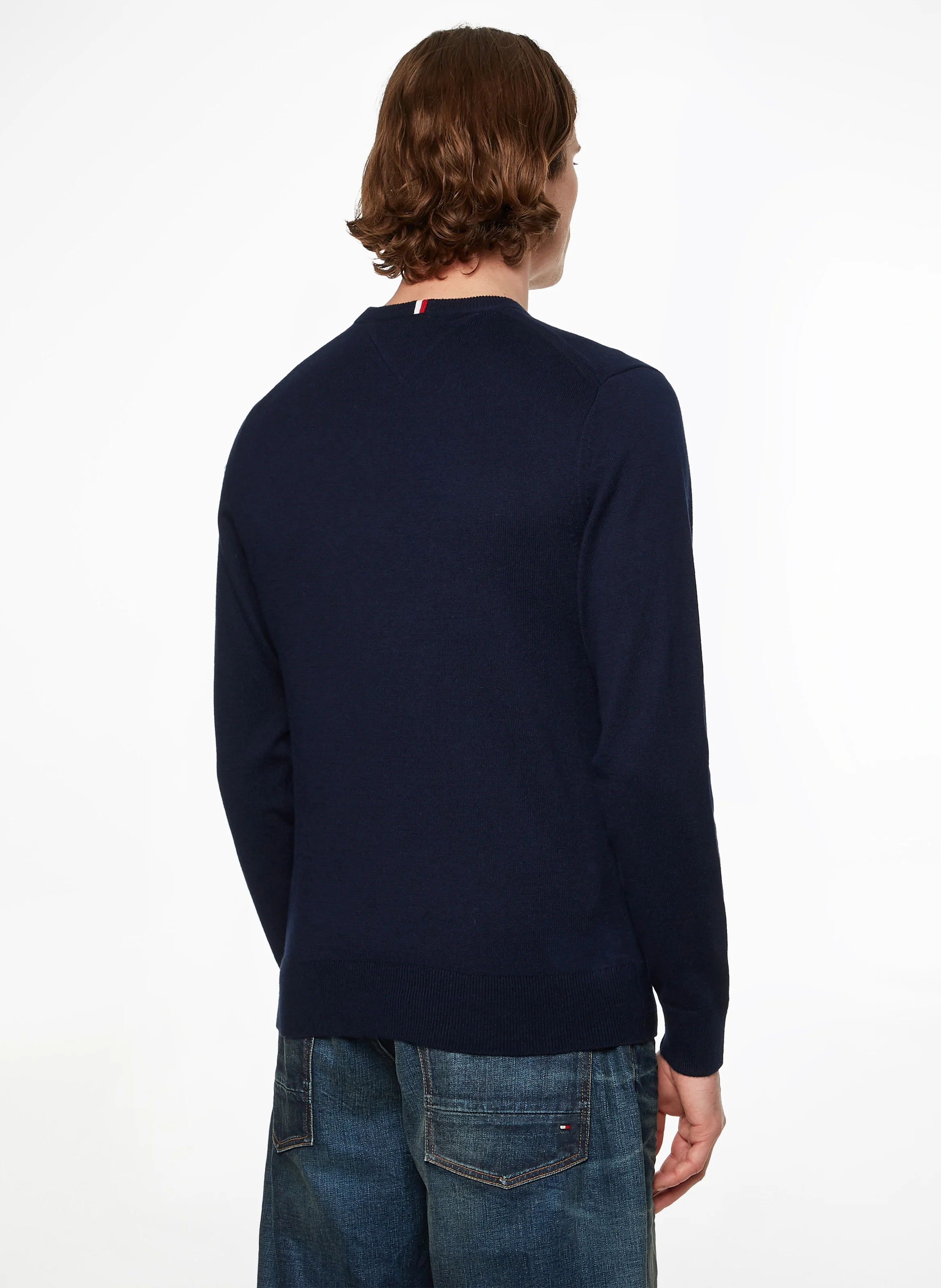 Pull col rond en coton mélangé | Bleu