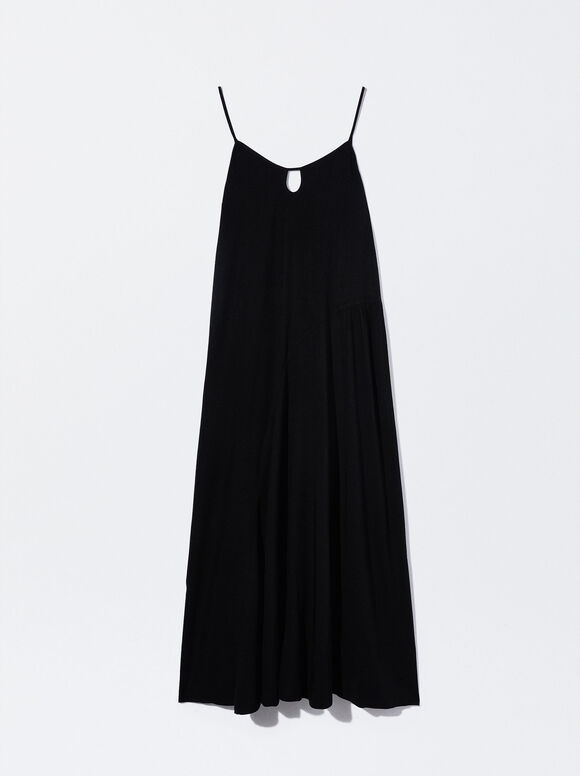 Vestido midi preto com alças