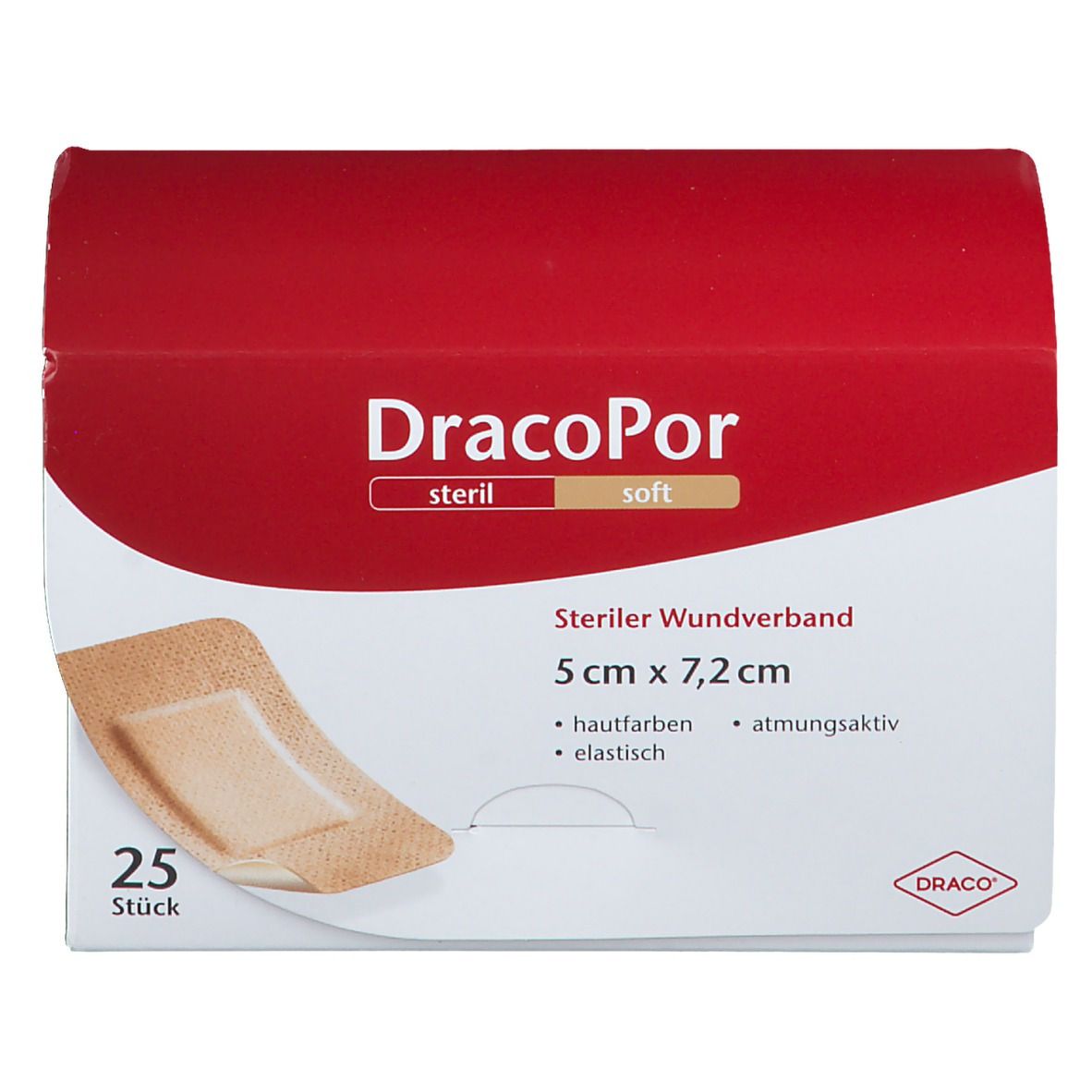DracoPor Soft hautfarben 5 cm x 7,2 cm steril