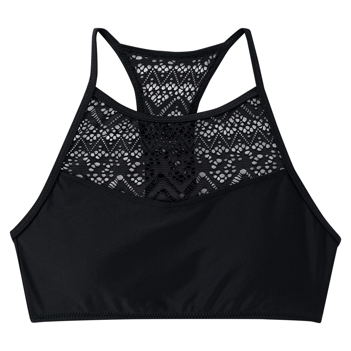 Yigga Mädchen Bikini mit Spitzen-Einsatz schwarz