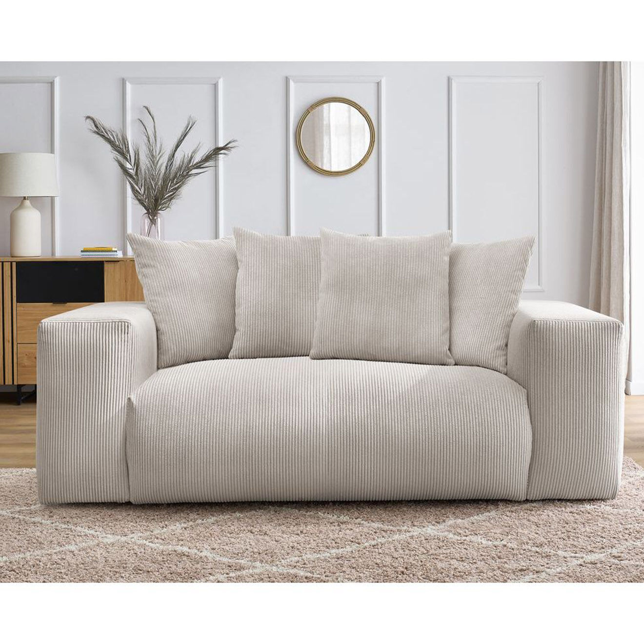 Bobochic Canapé 2 places moelleux voltaire beige - 220x124x75 cm