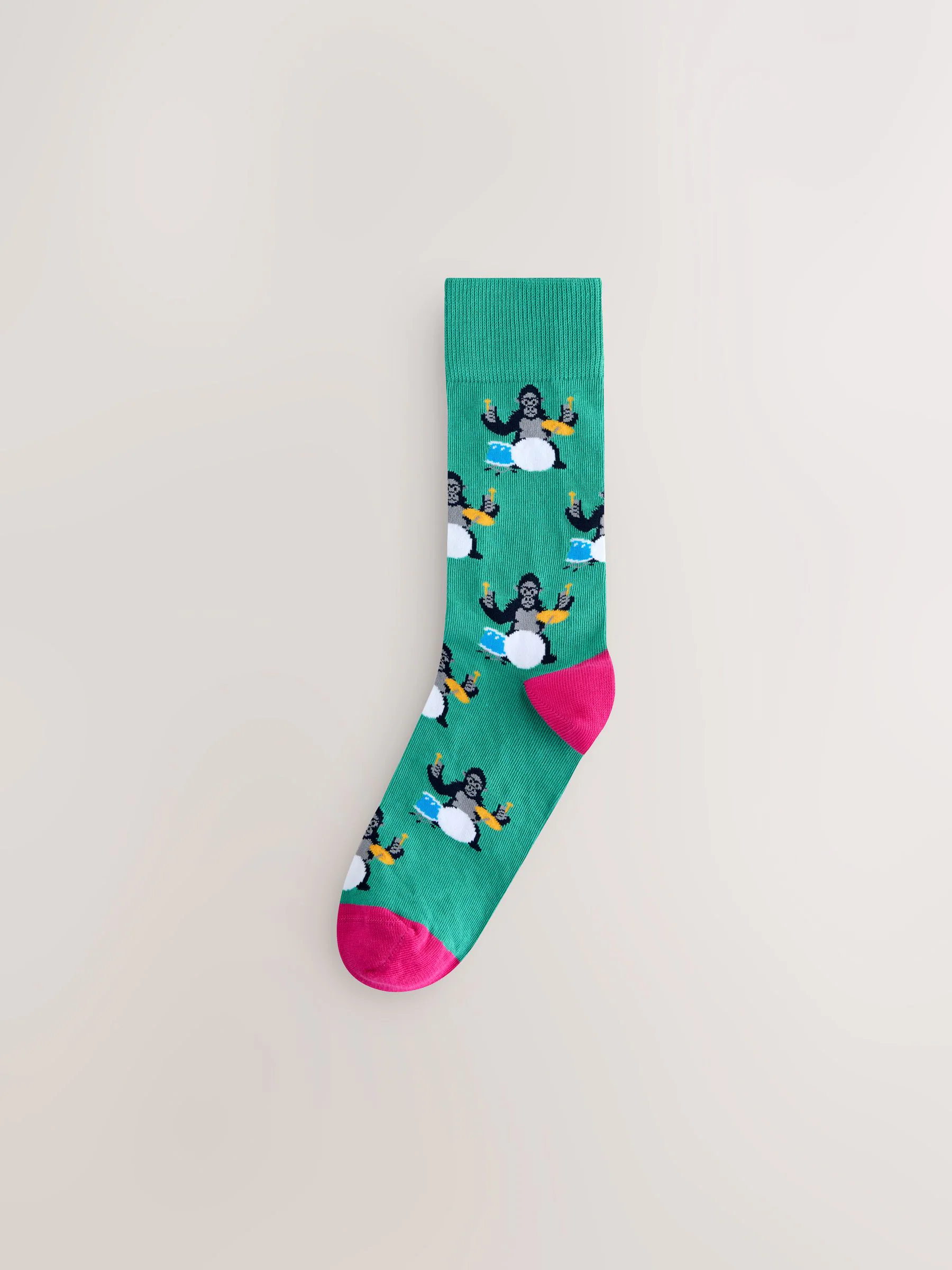 Helderrood/oranje/blauw - Set van 8 sokken met patroon