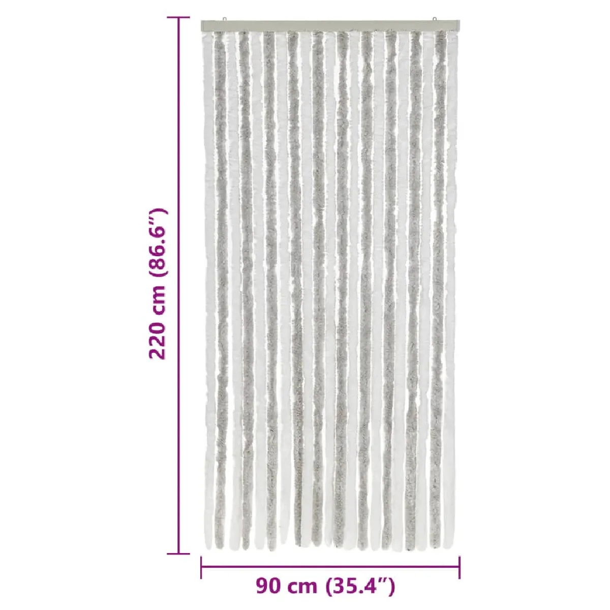 vidaXL Rideau anti-mouches gris clair et blanc - 90x220 cm