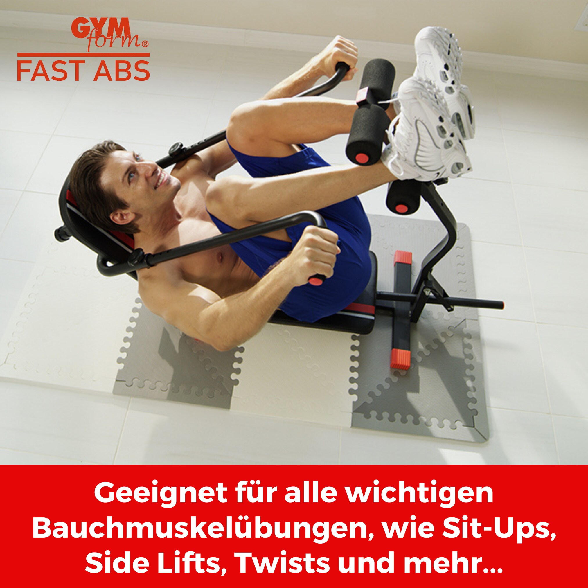 Gymform® Bauchmuskeltrainer - Bauchtrainer Zuhause, klappbar Fast Abs