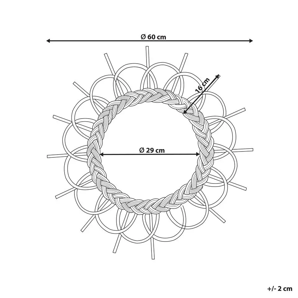TELAKIA - Wandspiegel - Zwart - Rotan