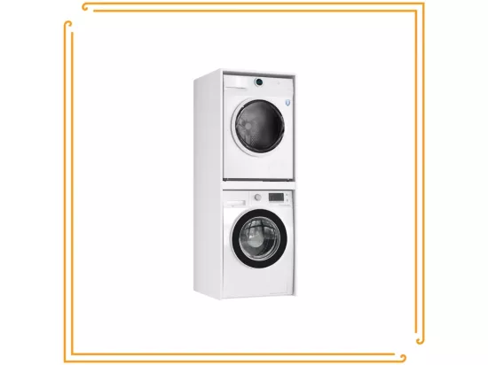 Armoire de salle de bain pour machine à laver et sèche-linge Colonne de rangement pour électroménager Blanc