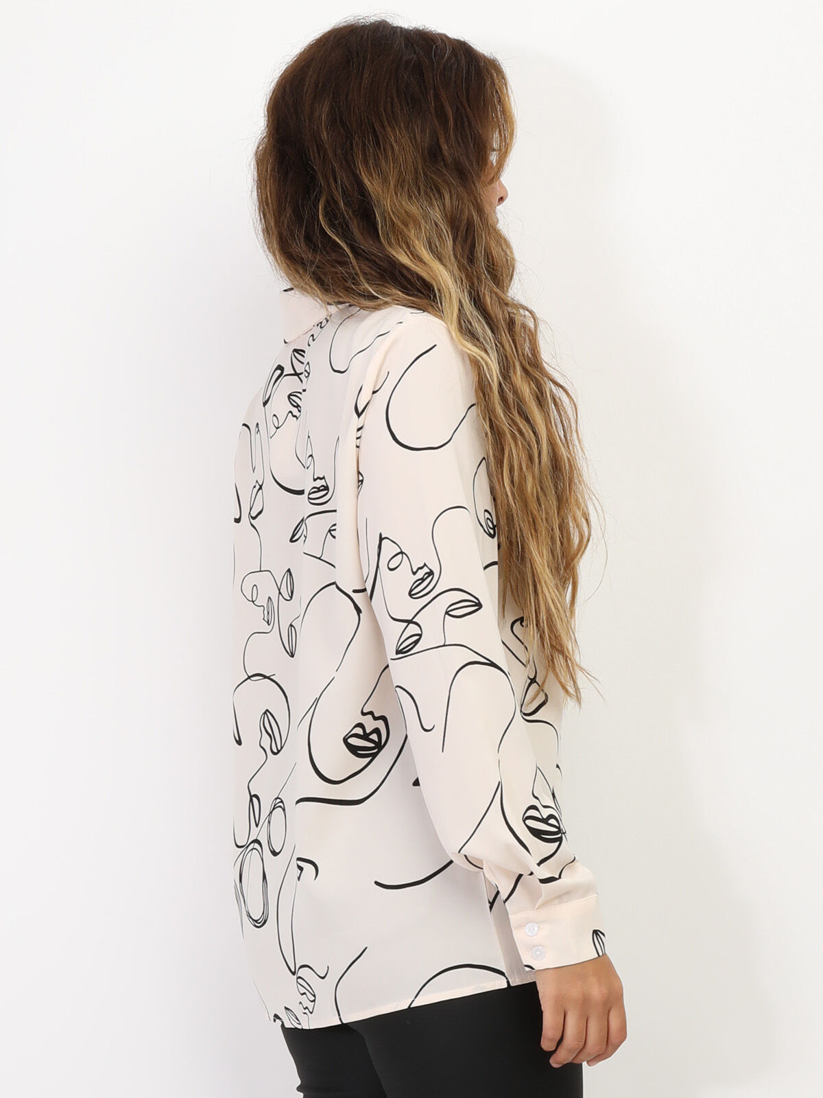 Chemise fluide imprimée- Beige