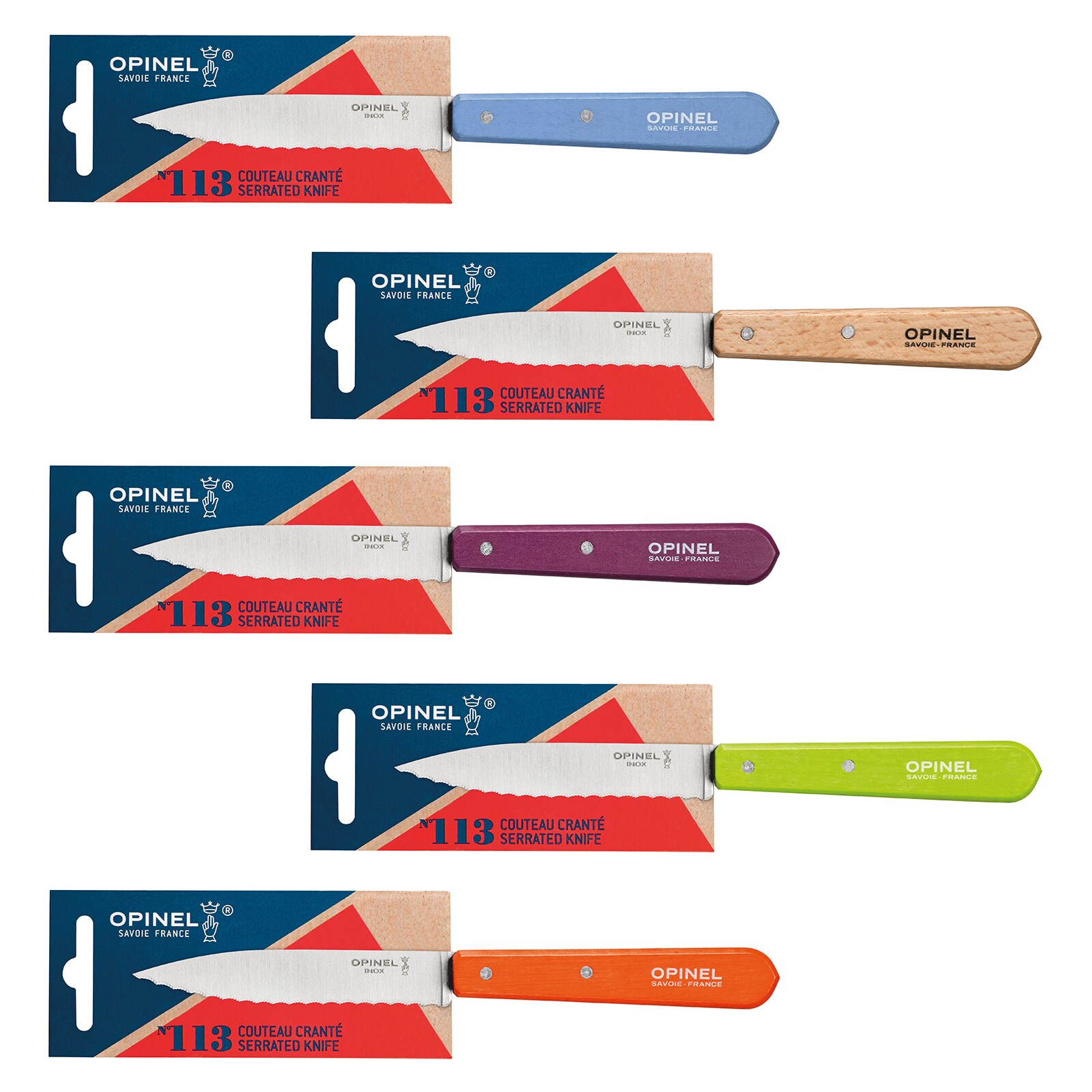OPINEL Küchenmesser 113 - Tomatenmesser Säge Messer Allzweckmesser Sägezahn Holz Farbe: natur