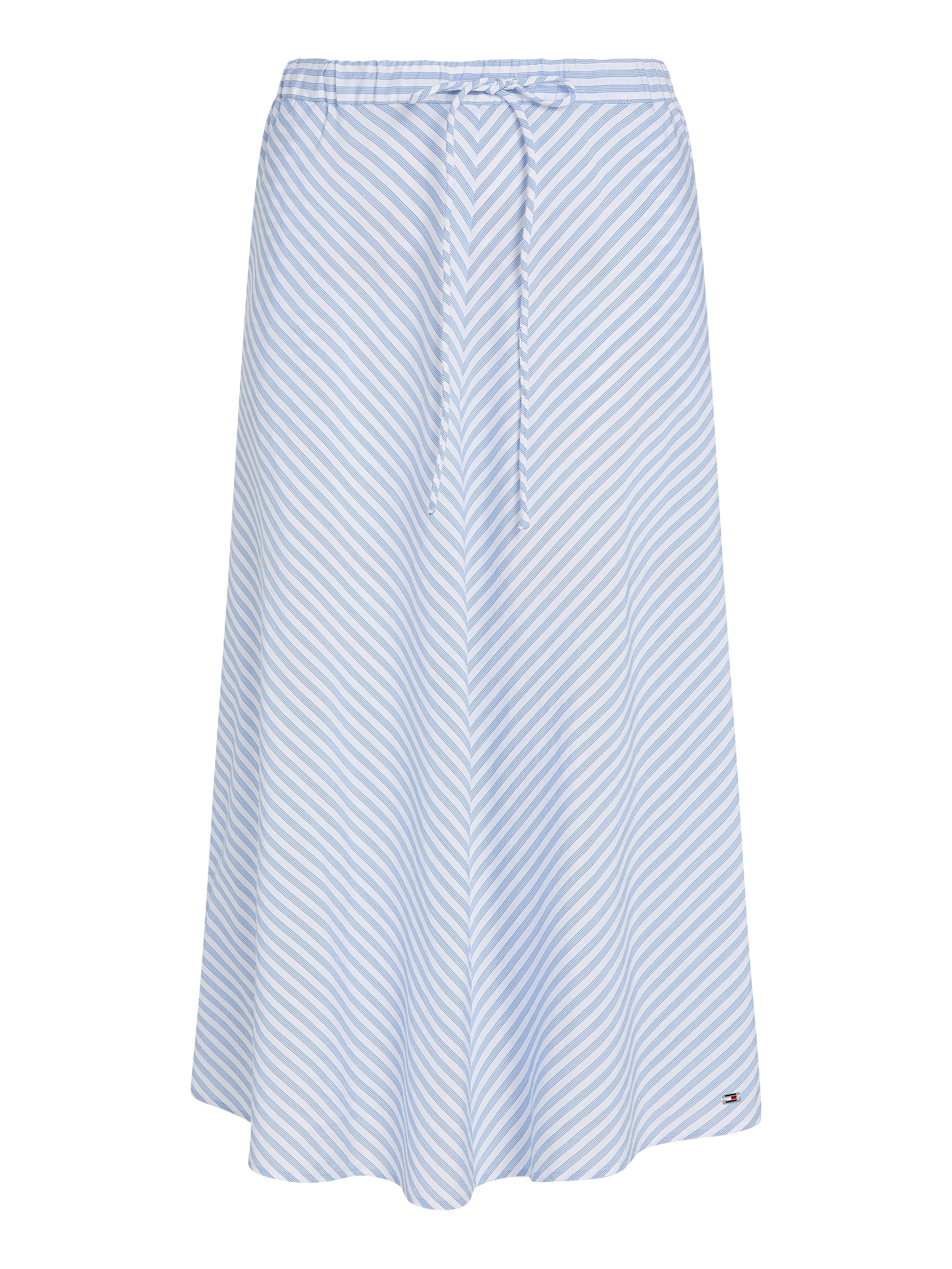 Tommy Hilfiger A-Linien-Rock »CRINKLE VISCOSE MIX MIDI SKIRT«, mit Streifenmuster, mit Tunnelzug am Bund