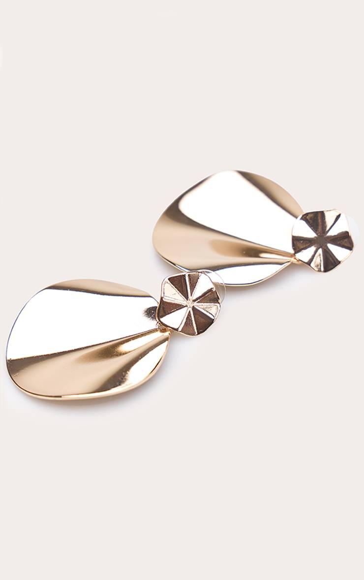 Doré Boucles D'oreilles Heurtoir Circulaire Martelé