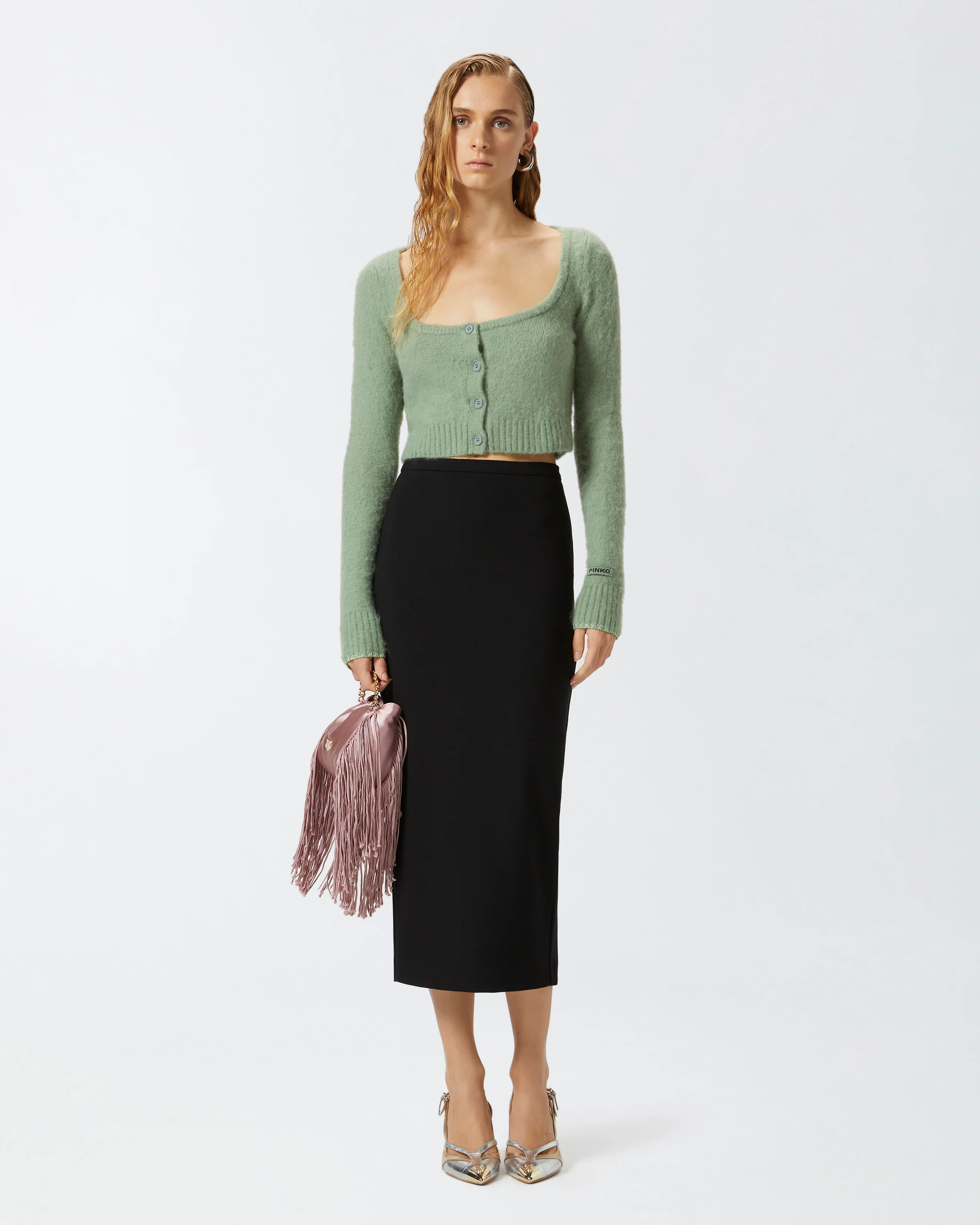 Gilet court en maille douce | Vert