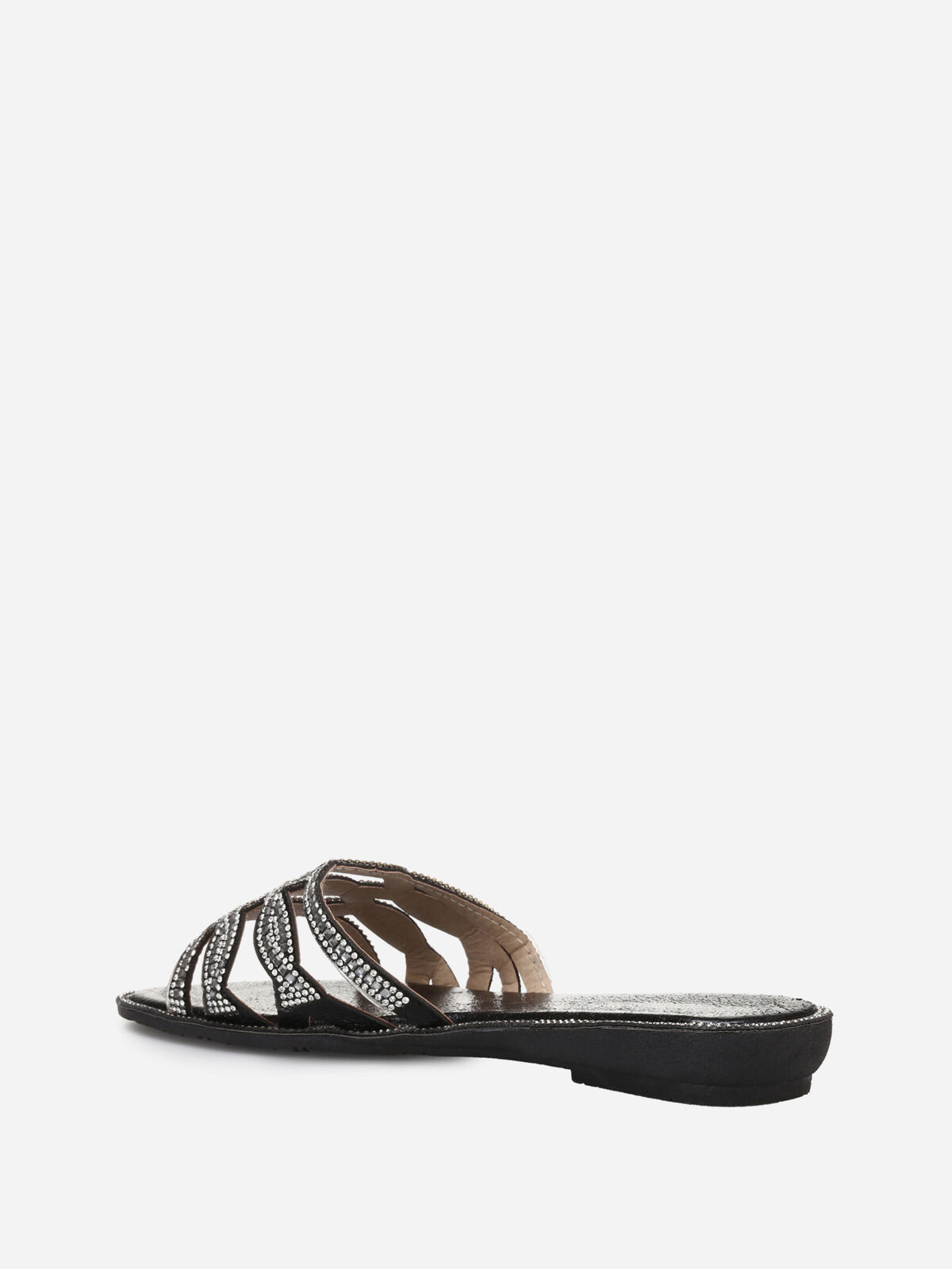 Mules plates à strass- Noir