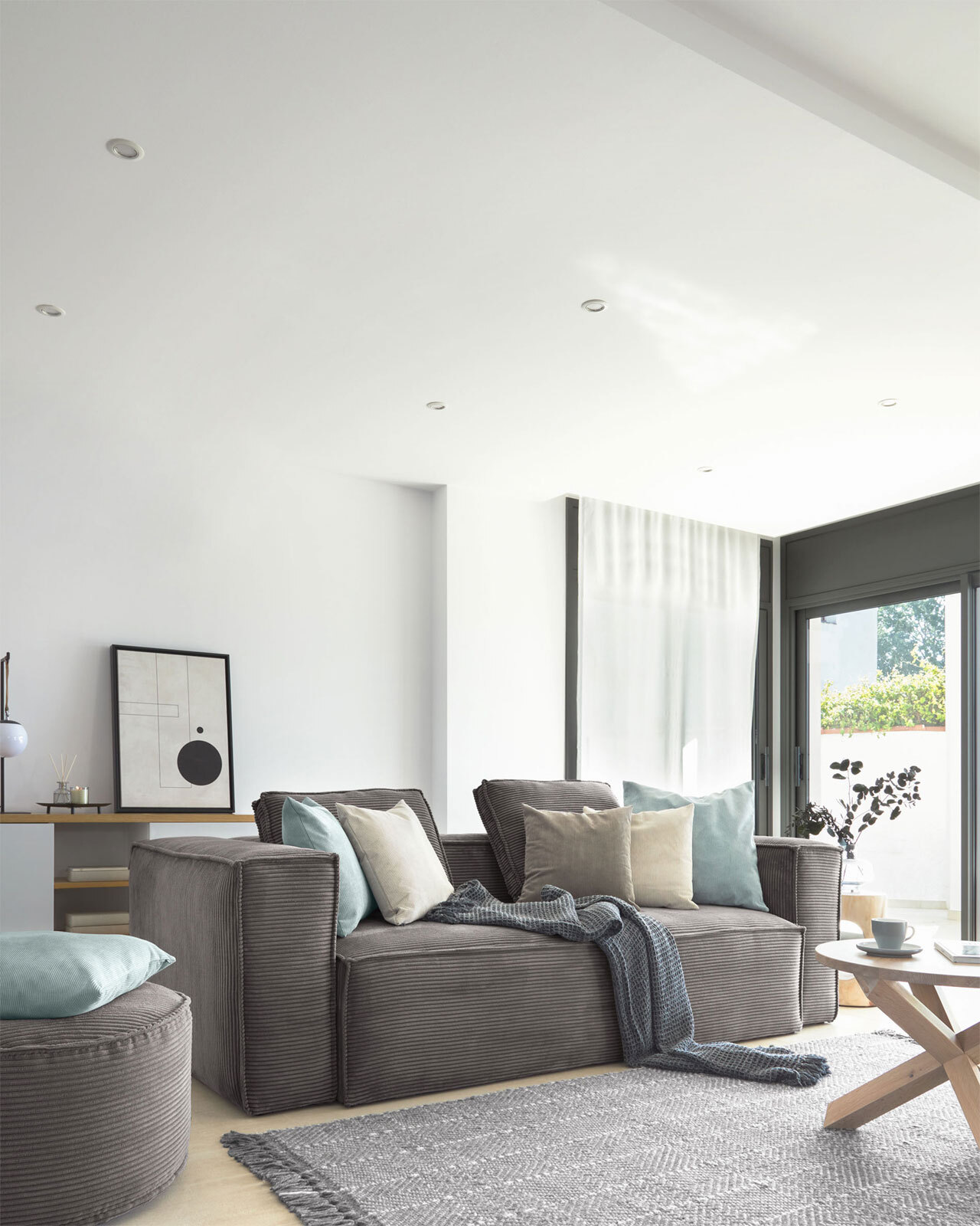 Kave Home Sofa 2-Sitzer BLOK Cord grau