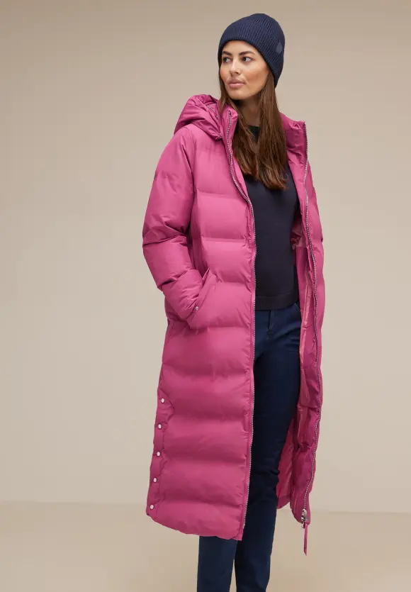 Langer Wintermantel - peony red