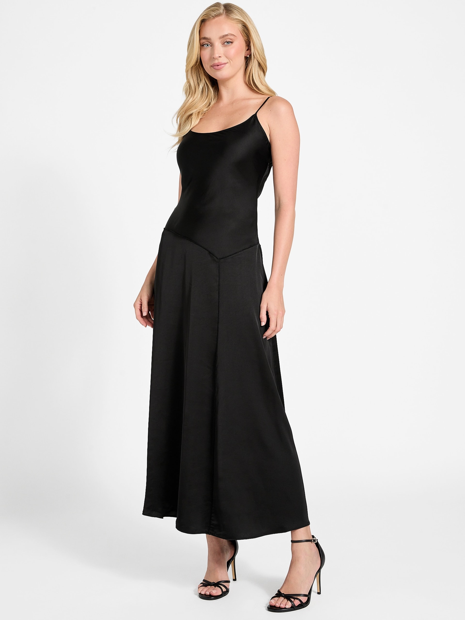 Vestido longo Jasmin em tecido plano