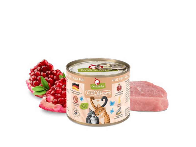 GranataPet Nassfutter DeliCATessen Kalb PUR 200 g Alleinfuttermittel für ausgewachsene Katzen