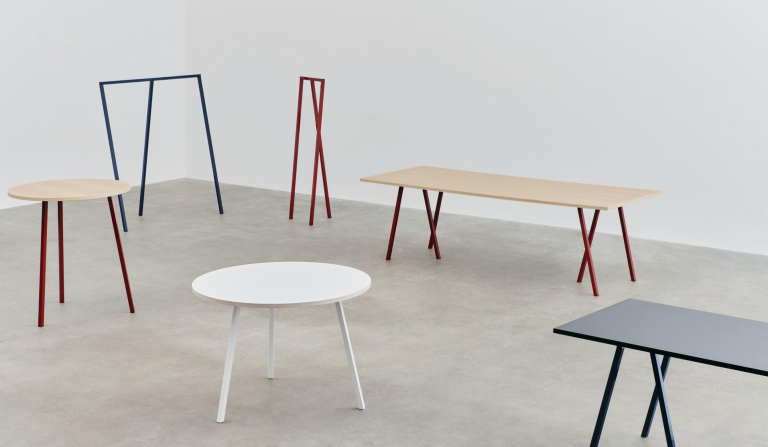 Hay Loop Stand Round High eettafel Ø90 wit onderstel, wit laminaat