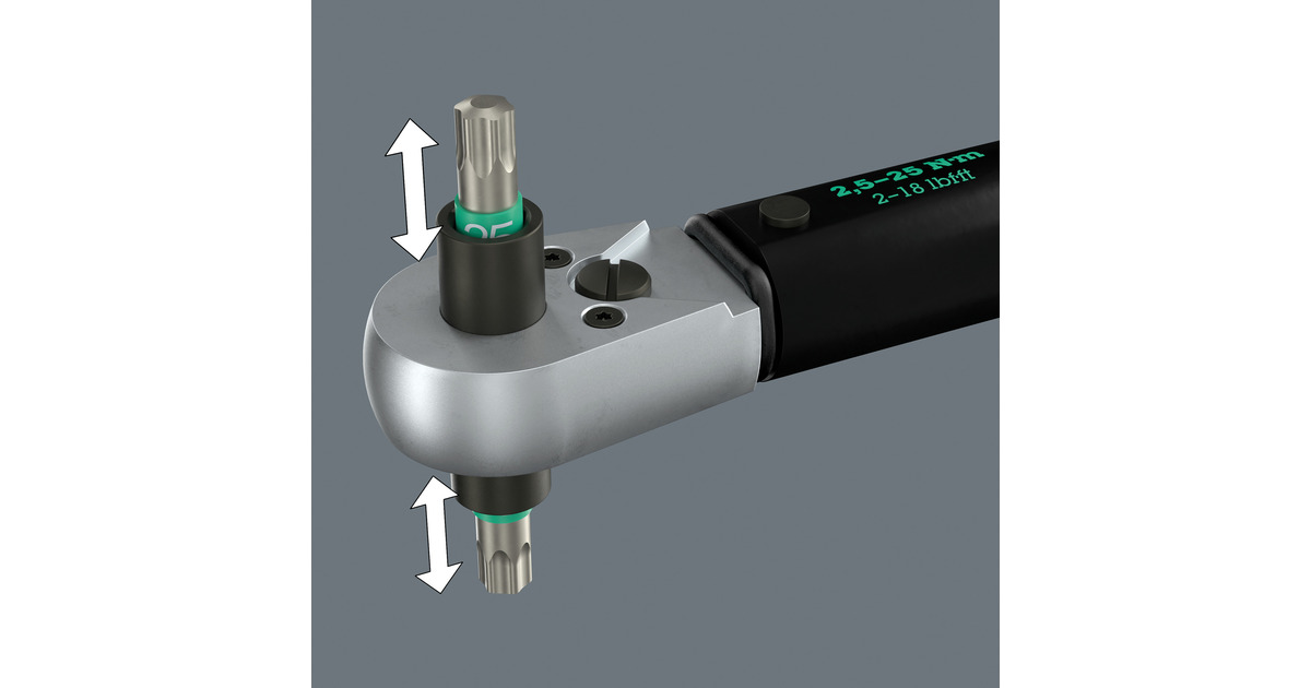 WeraClick-Torque Lock A 6 R/L draaimomentsleutel  (Zwart/groen, Instelbaar, Torque Lock functie, doorlopende bitopname (1/4
