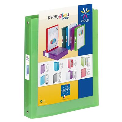 Viquel Propyglass - Classeur à anneaux personnalisable - Dos 35 mm - A4 - vert