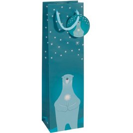 Sac de Noël pour bouteille 'Polar bear with candle'