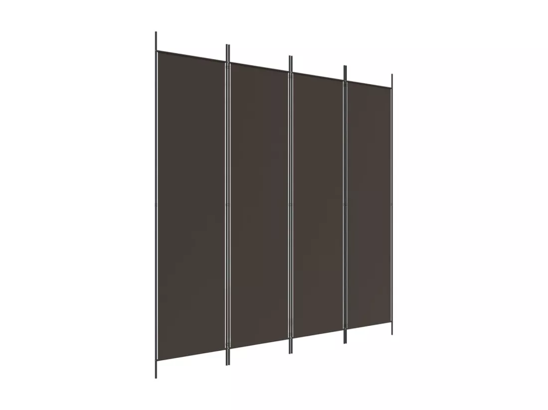 Cloison de séparation 4 panneaux Marron 200x200 cm Tissu