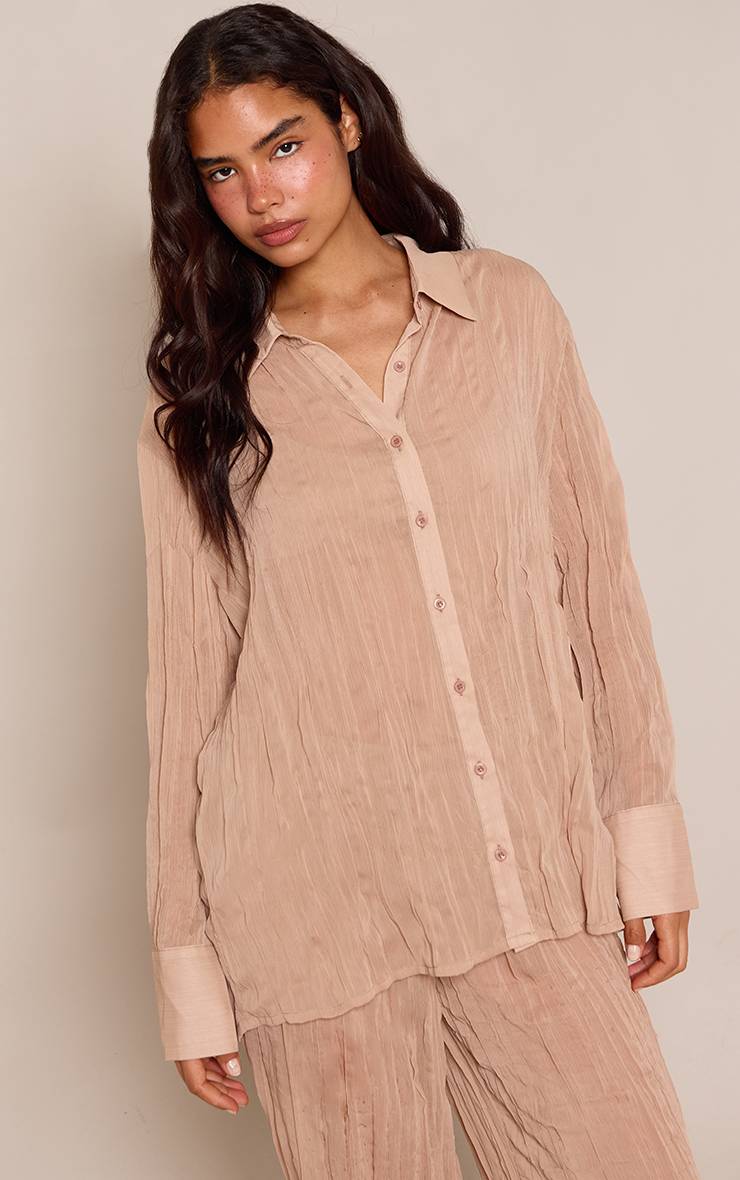 Gris Pierre Ensemble Chemise Coordonnée À Texture Légère