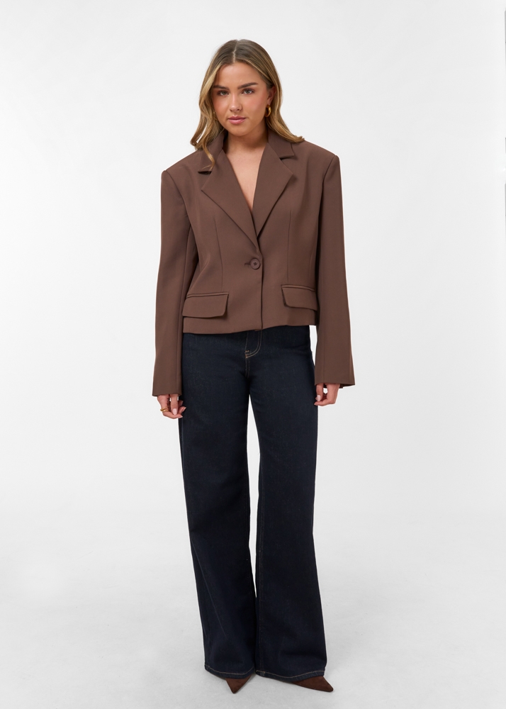 Audrey cropped blazer choco bruin