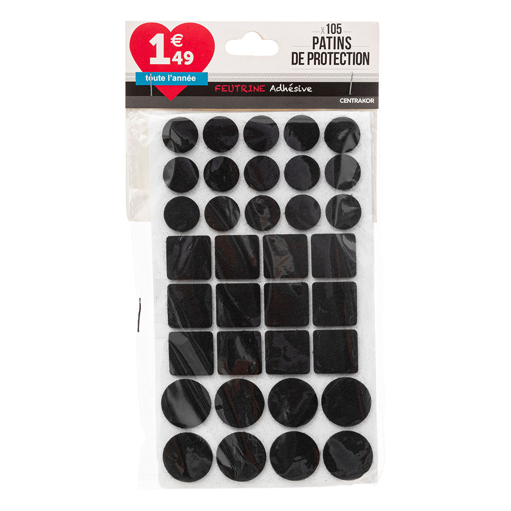 Assortiment de 105 patins adhésifs anti-dérapants
