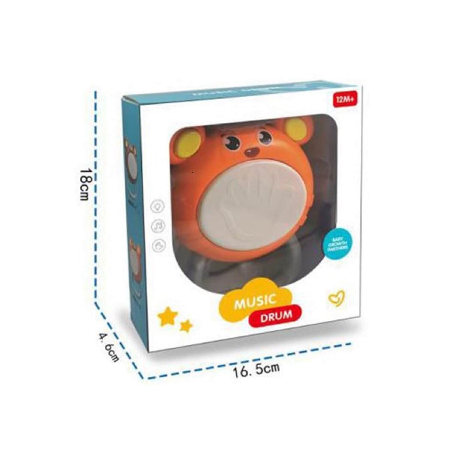 Moni Musikspielzeug Trommelbär MBX05-2, Musik, Trommelgeräusche, Tierstimmen orange