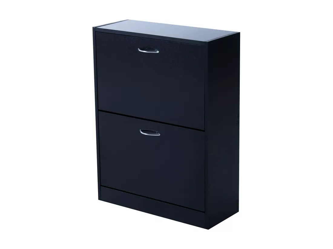 Meuble à chaussures double compartiment à bascule 60L x 24l x 80H cm panneaux de particules noir