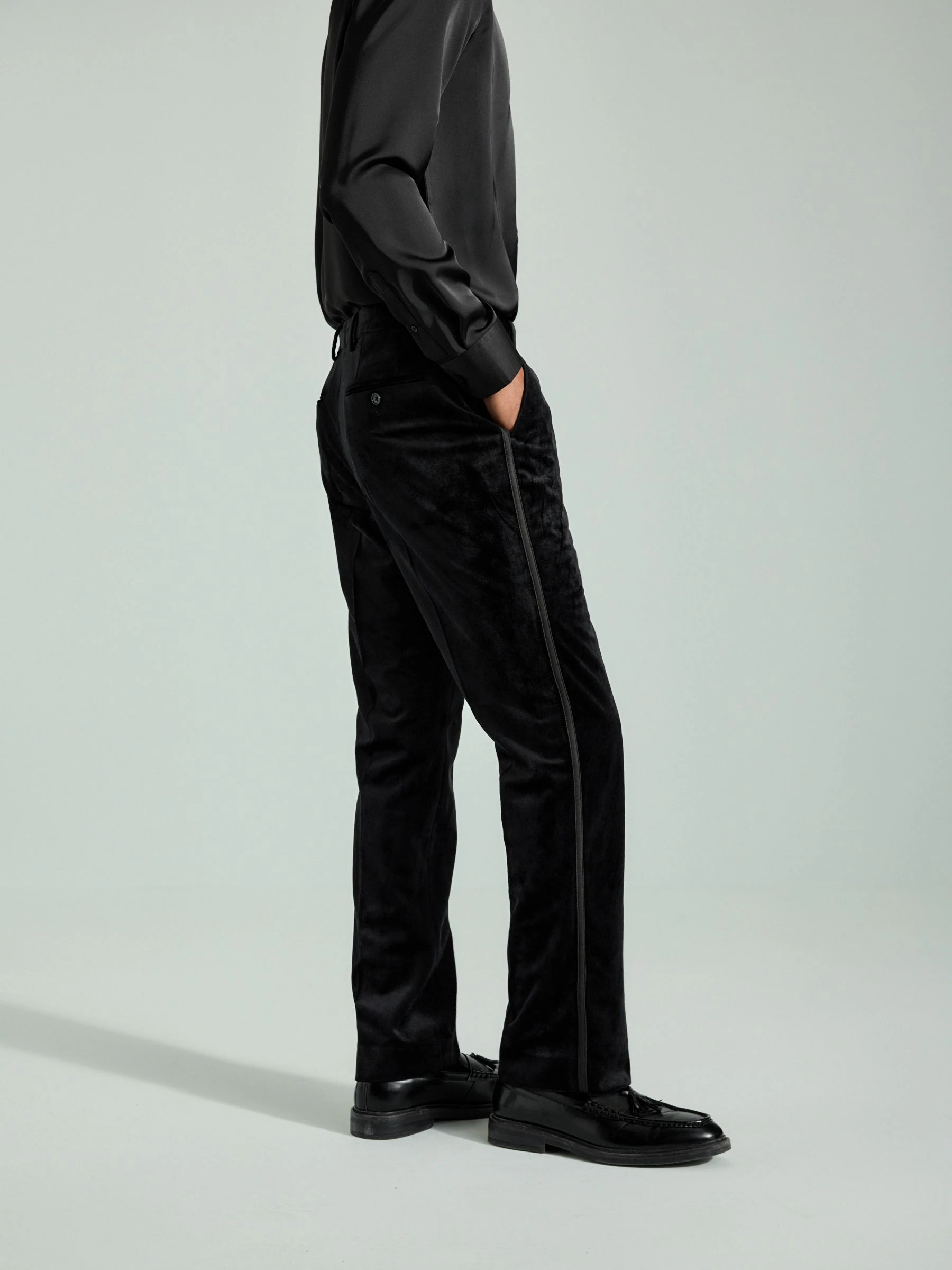 Zwart - Fluwelen smokingbroek