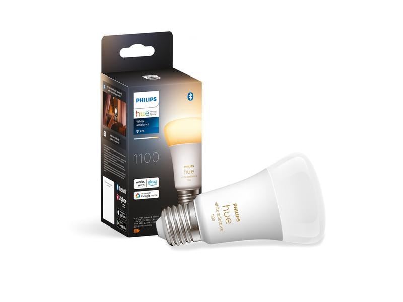 Philips Hue Leuchtmittel White Ambiance E27 Einzelpack 1100 Per Bluetooth steuerbares Hue E27-Leuchtmittel