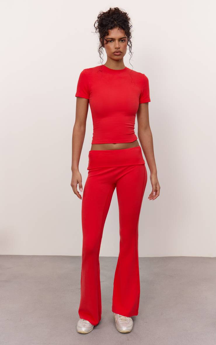 Rouge Pantalon De Yoga En Coton Doux Mélange Prune Profond