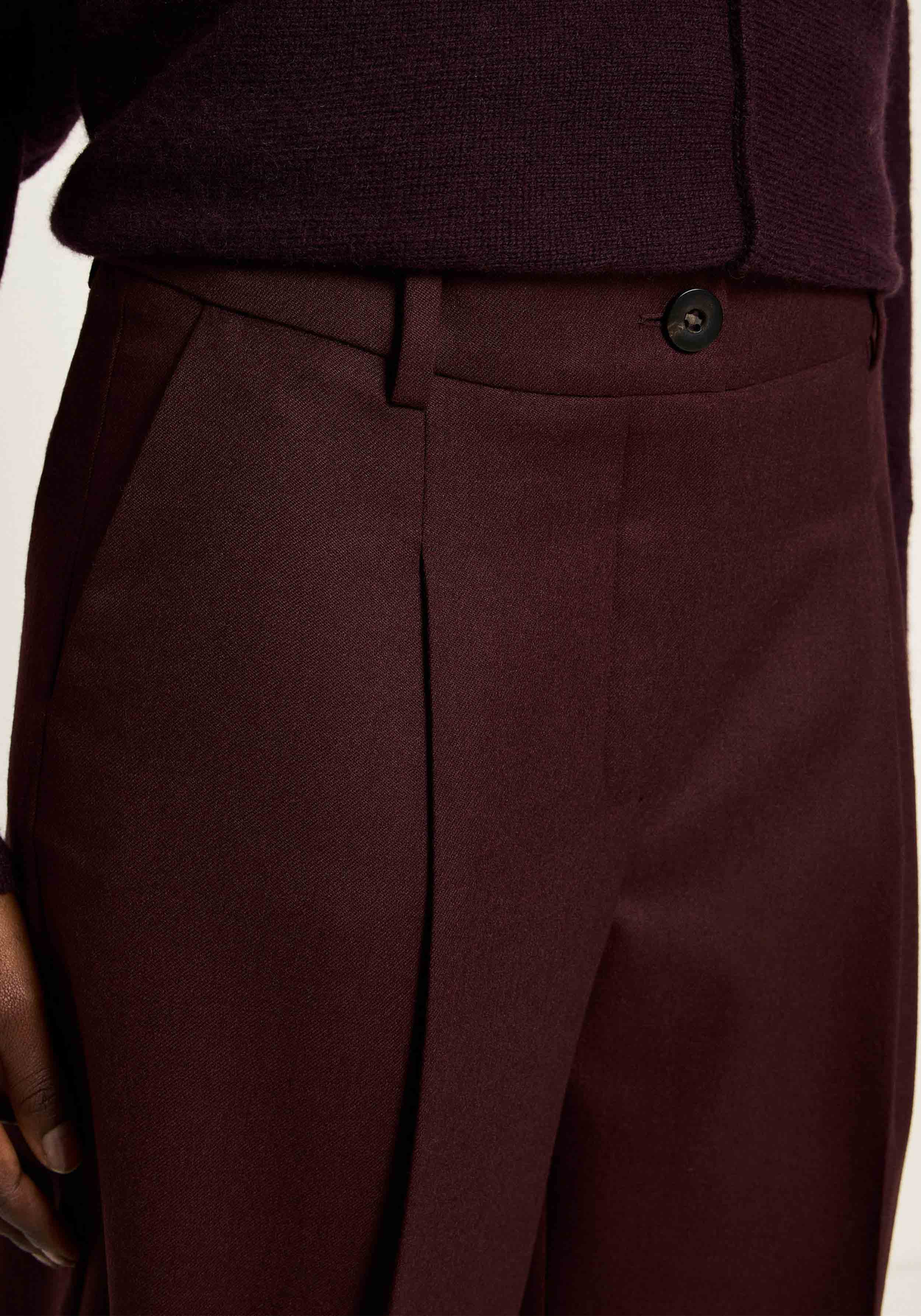 Lanius Hose mit Bundfalte Bordeaux