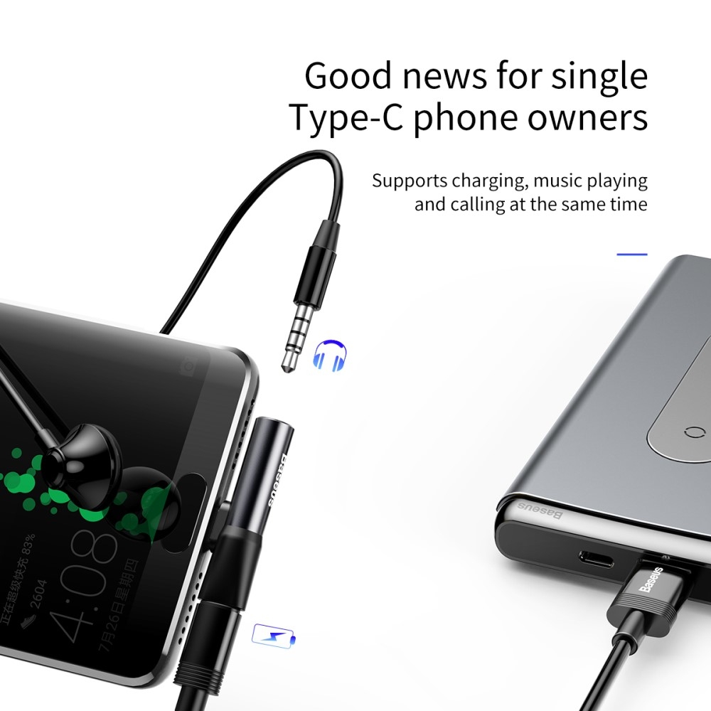 Mini 2in1 USB C auf 3.5mm Audio   USB C Adapter (1A) - Schwarz