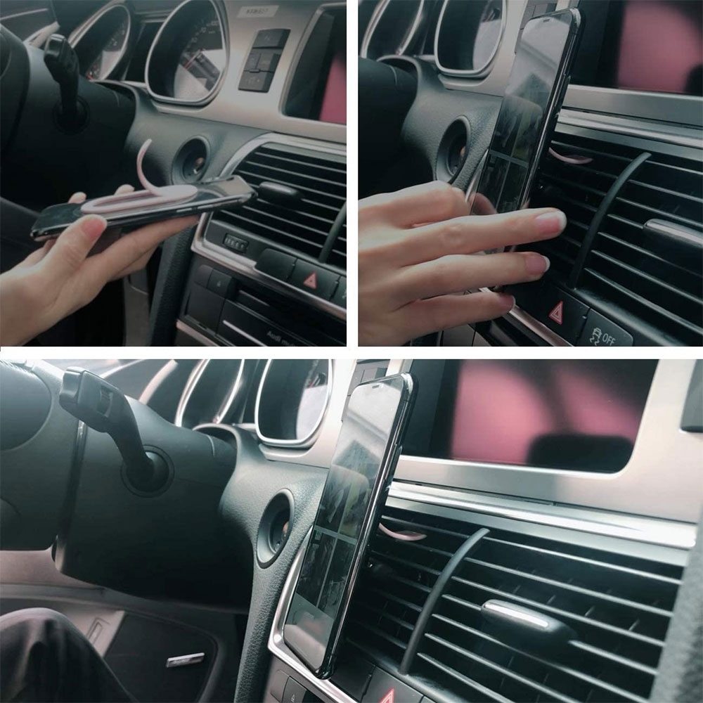 3in1 Handy Silikon Fingergriff Click Halterung Auto Lüftungsgitter / Aufsteller / Selfiehalterung - Weiss