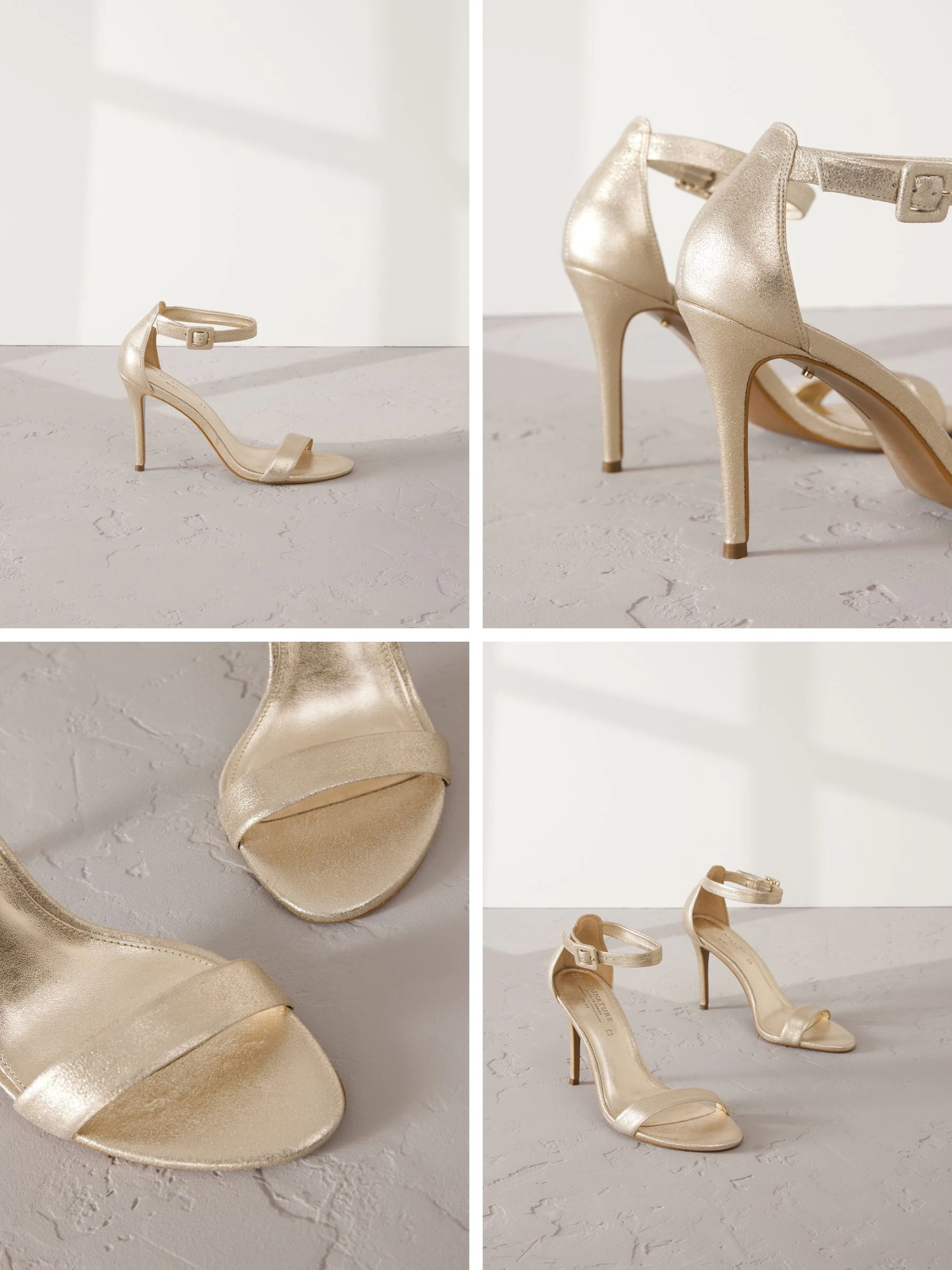 Goud - Signature Premium leren sandalen met hoge ronde neus