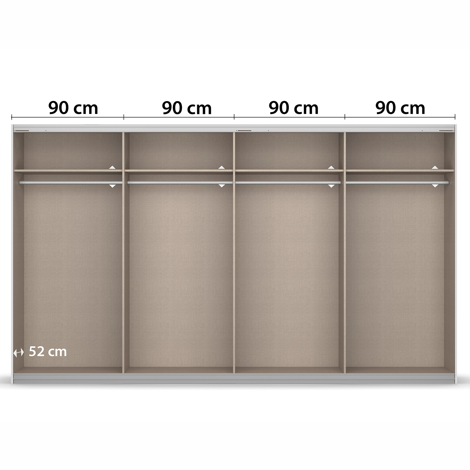 Schwebetürenschrank - Alpinweiß - 360 cm