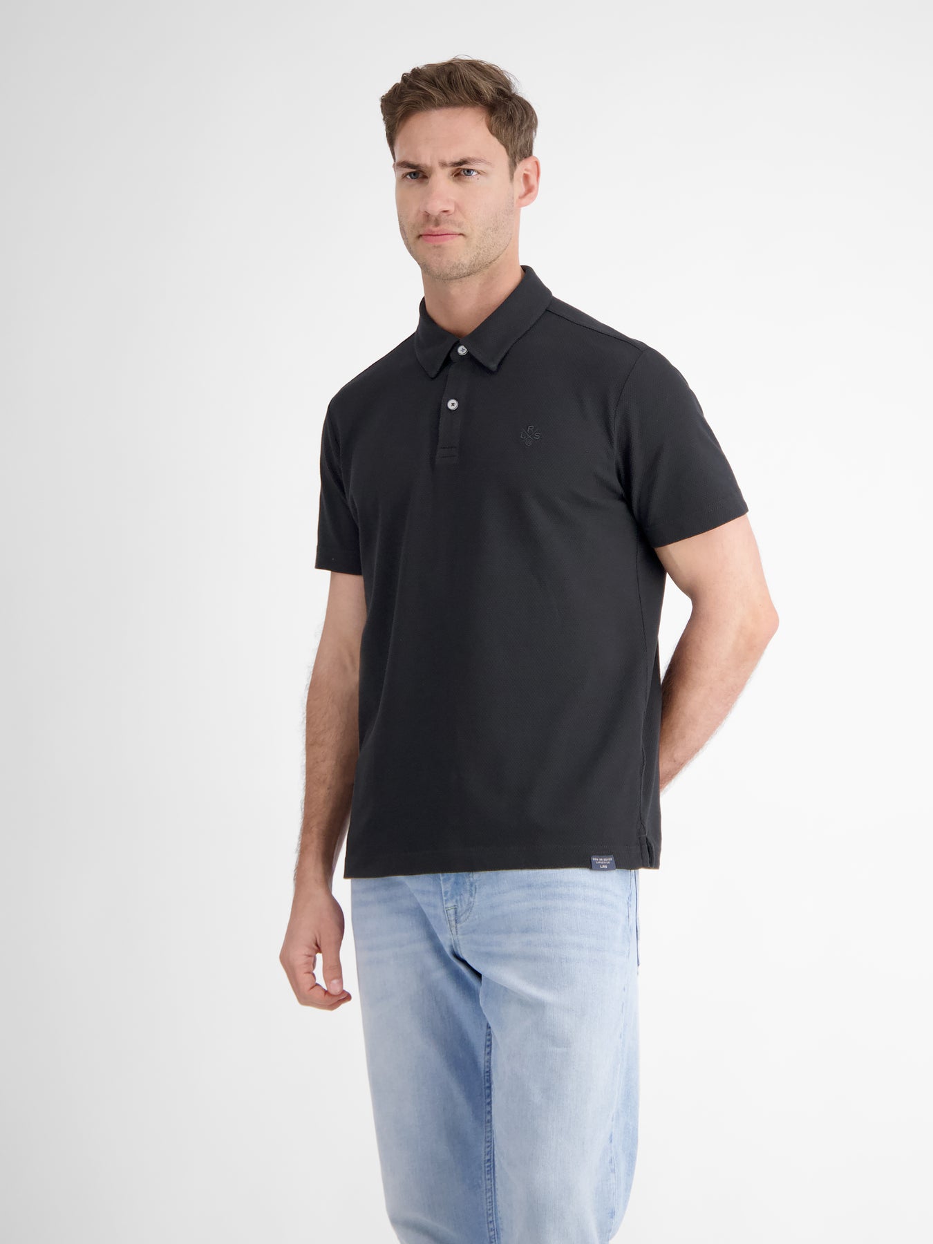 Basic Poloshirt mit Logostick, unifarben